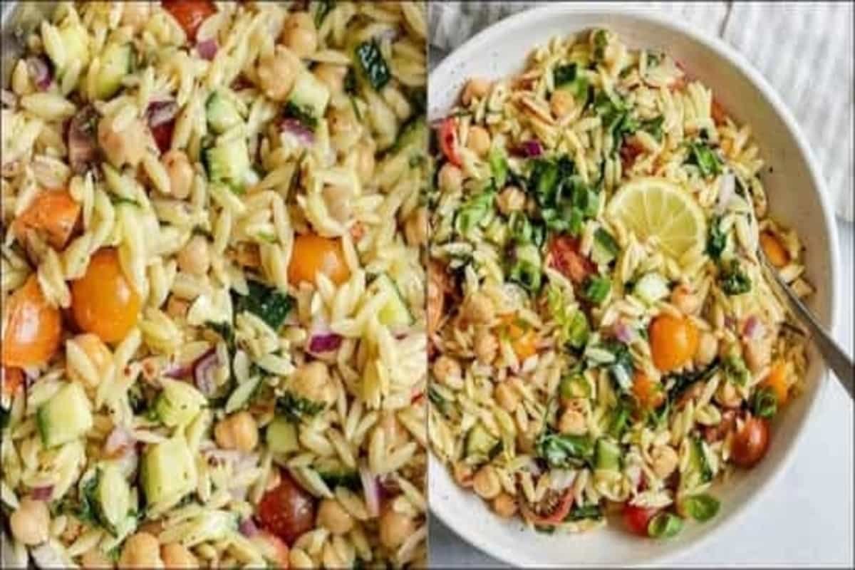 Brighten up your mood this Tuesday with this lemon orzo chickpea salad