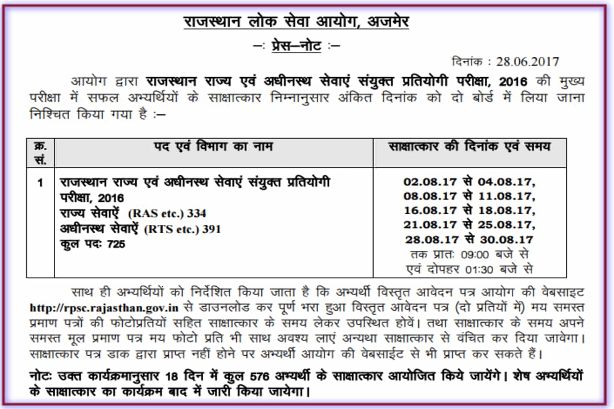 RPSC RAS/RTS marks 2018 released, here’s direct link to check