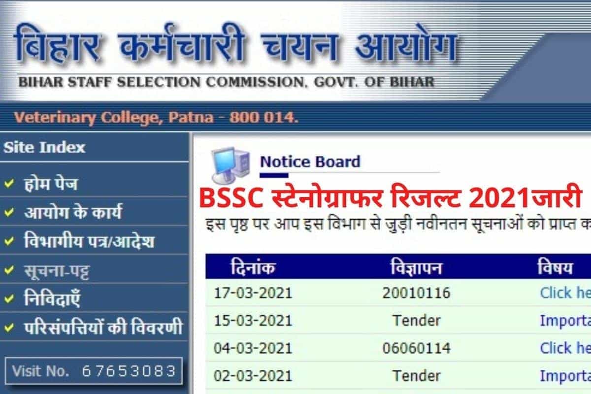 BSSC Stenographer Skill Test result 2021 declared, check here