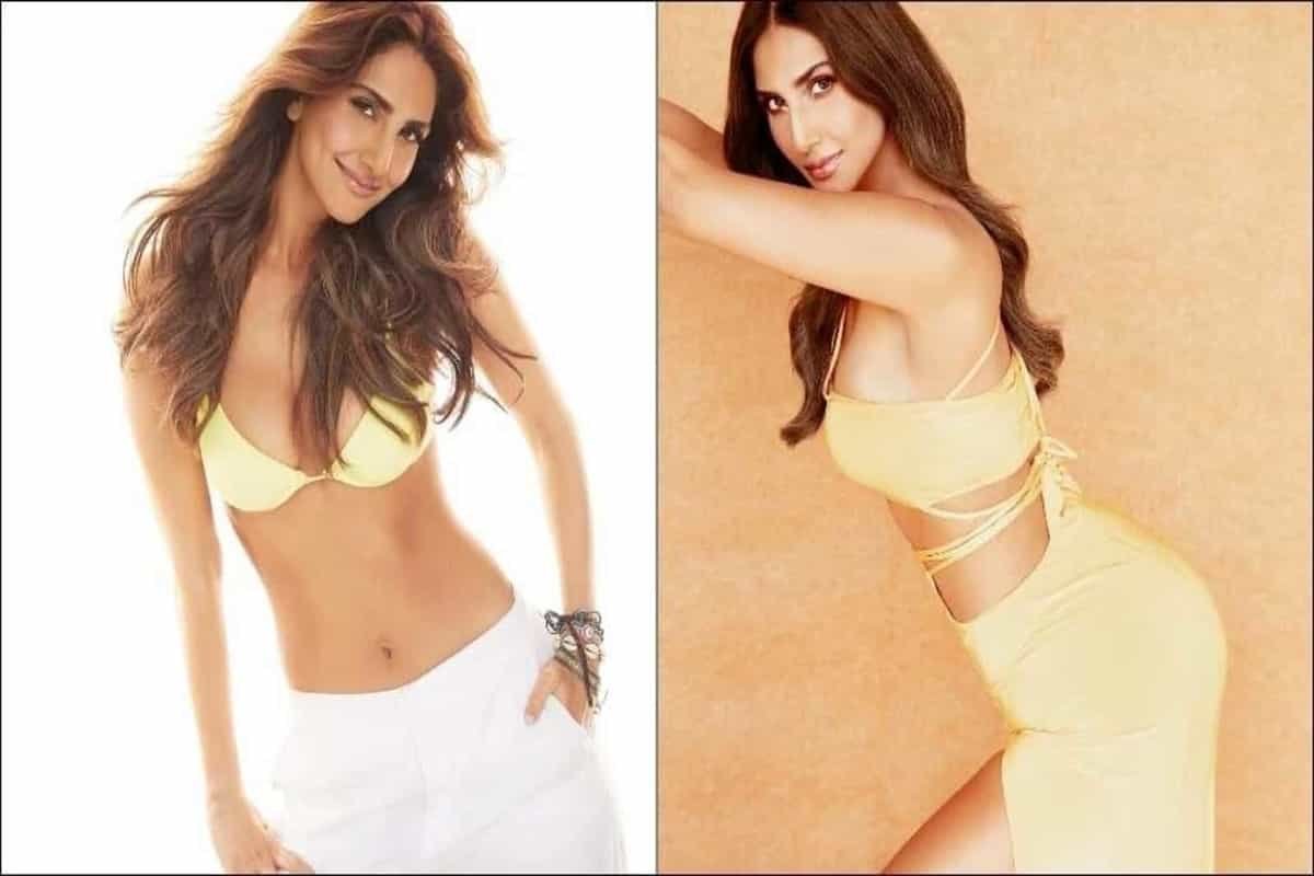 Vaani Kapoor goes bold in lemon bikini top, serves steamy look in gold top-skirt