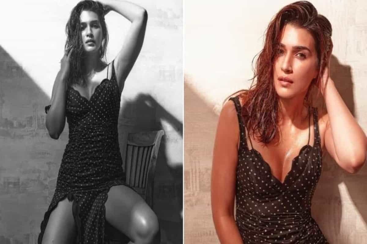 Kriti Sanon adds a sensual vibe to boho beachwear in polka-dot double slit dress