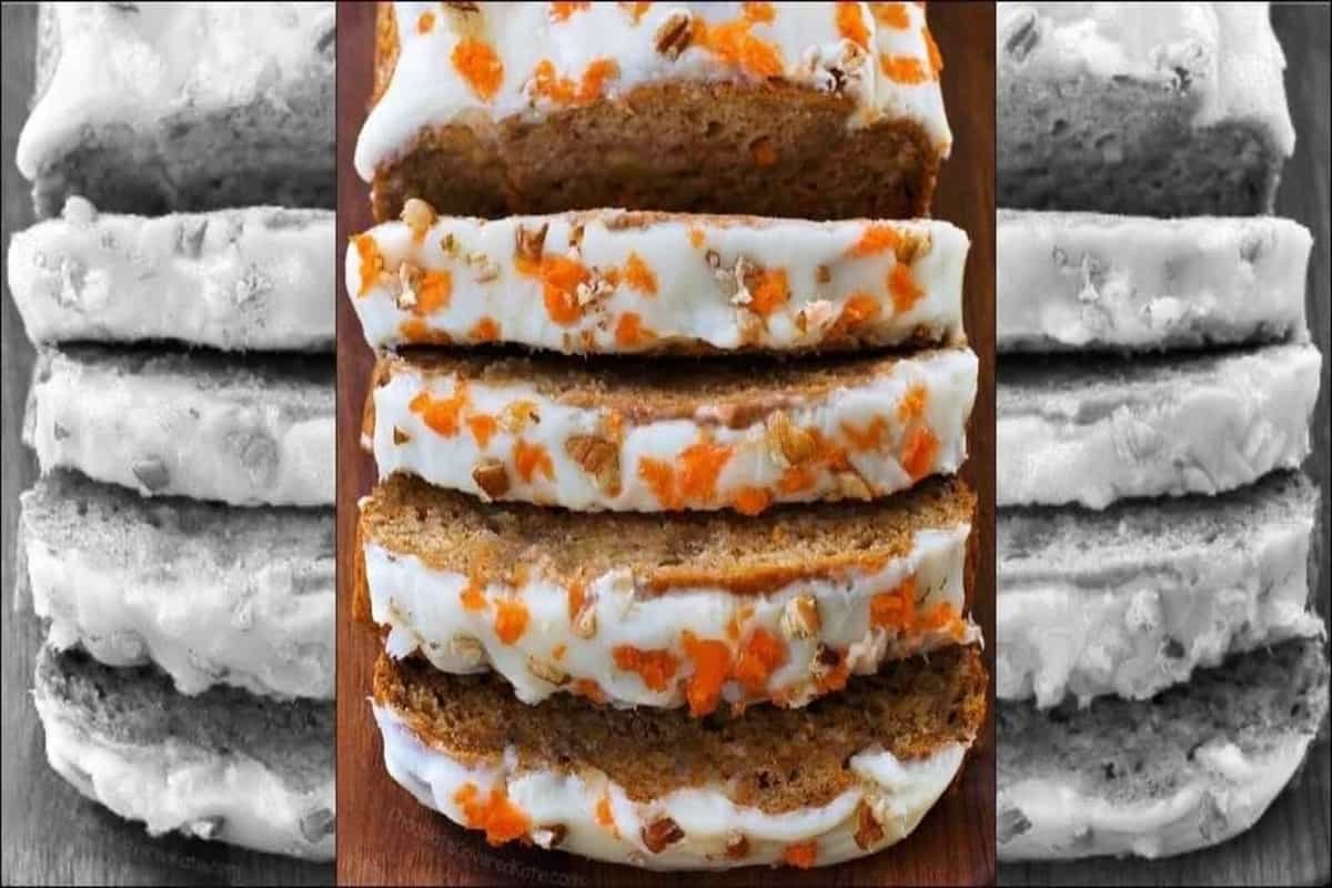 Bookmark this frosted carrot cake banana bread for Easter breakfast