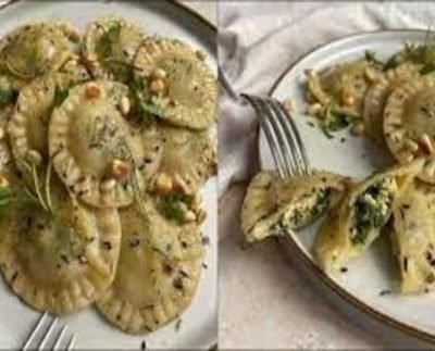 Om nom nom your way through Tuesday with spinach and ‘ricotta’ ravioli