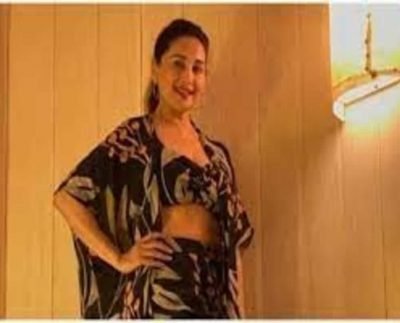 Madhuri Dixit dresses in co-ord bralette and pants for date night in Maldives