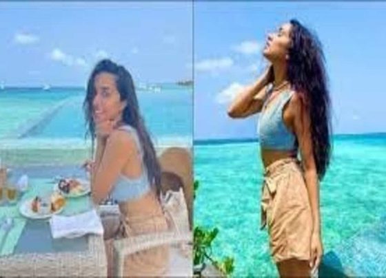 Shraddha Kapoor sets Maldives on fire in blue Zara bralette, Stradivarius shorts