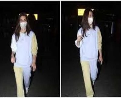 Kriti Sanon takes athleisure airport look a notch higher in dual tone tracksuit