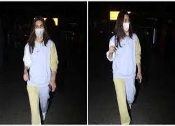 Kriti Sanon takes athleisure airport look a notch higher in dual tone tracksuit