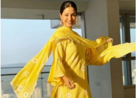 Hina Khan wears beautiful chanderi yellow suit to wish fans Ramadan Mubarak