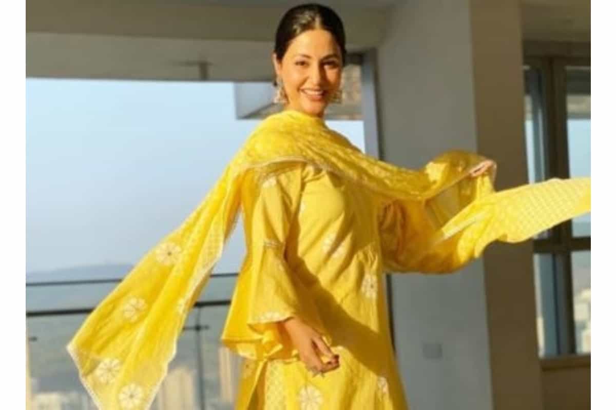 Hina Khan wears beautiful chanderi yellow suit to wish fans Ramadan Mubarak