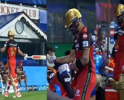 IPL 2021 : Virat Kohli reprimanded for hitting boundary cushion and chair near RCB dugout