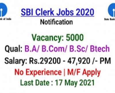 SBI Clerk recruitment 2021: Apply for 5000 junior associate posts