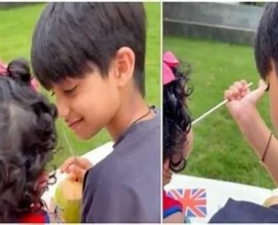 Shilpa's son Viaan offers sister Samisha a drop of coconut water in cute video