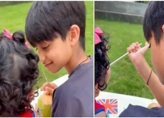 Shilpa's son Viaan offers sister Samisha a drop of coconut water in cute video