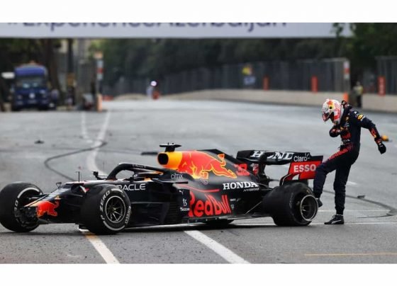Azerbaijan GP halted after Red Bull's Verstappen crashes