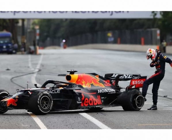 Azerbaijan GP halted after Red Bull's Verstappen crashes