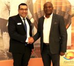 Minister Pohamba Shifeta, Minister of Environment, Forestry, and Tourism with Kunaal Nanik, Managing Director of Marco Polo Holidays, UAE Tourism, Namibia Tourism, Dubai Tourism, Tourism, Travel, Tourism News, UAE Travel, UAE Travel News